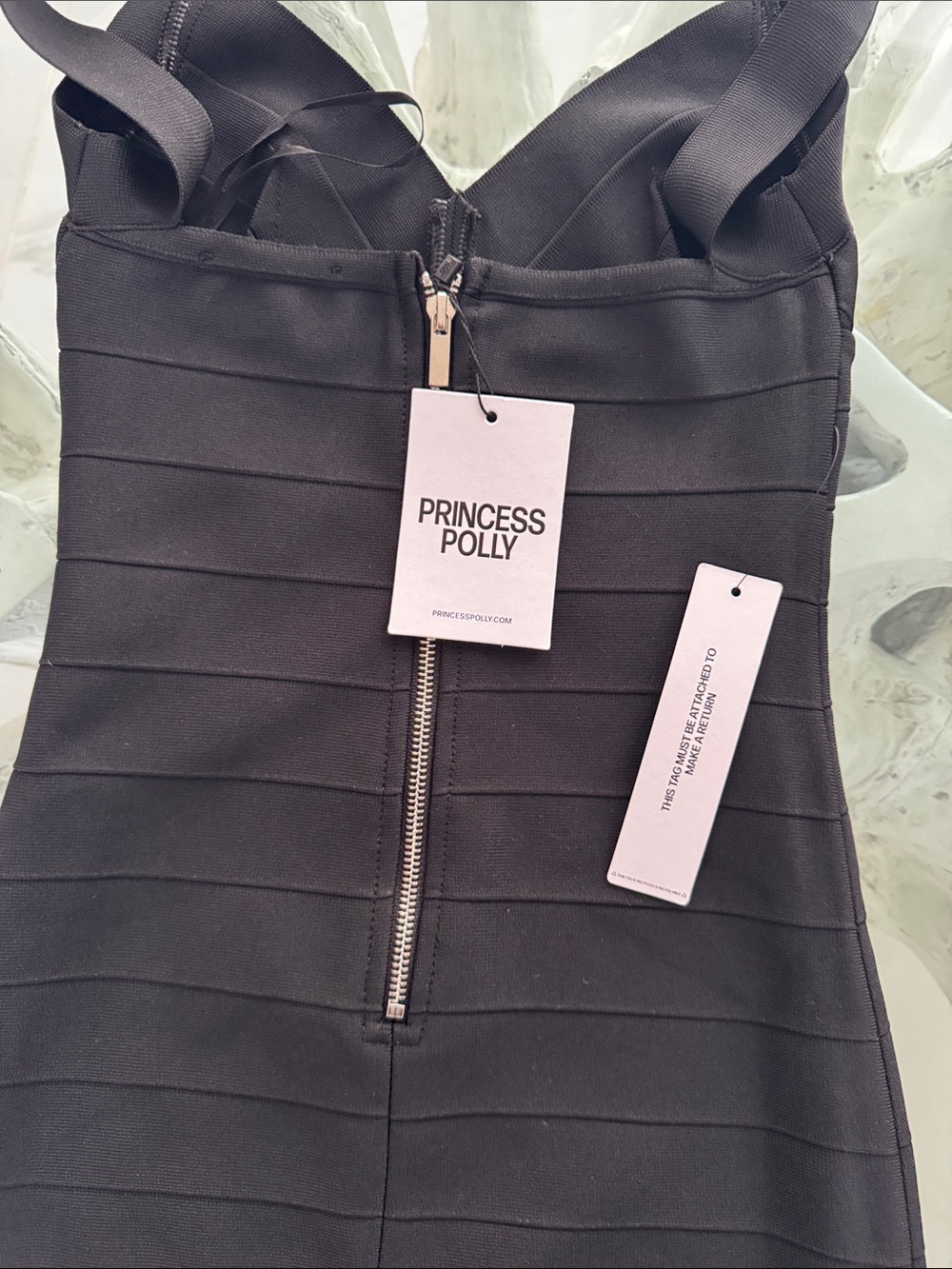 Princess Polly Black Justina Bandage Mini Dress Size 0 NWT - Picture 6 of 7